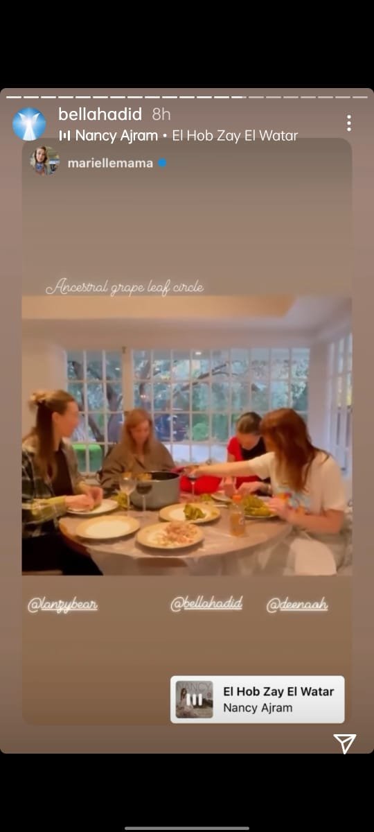 بيلا حديد تحضّر ورق العنب مع والدها على نغمات نانسي عجرم